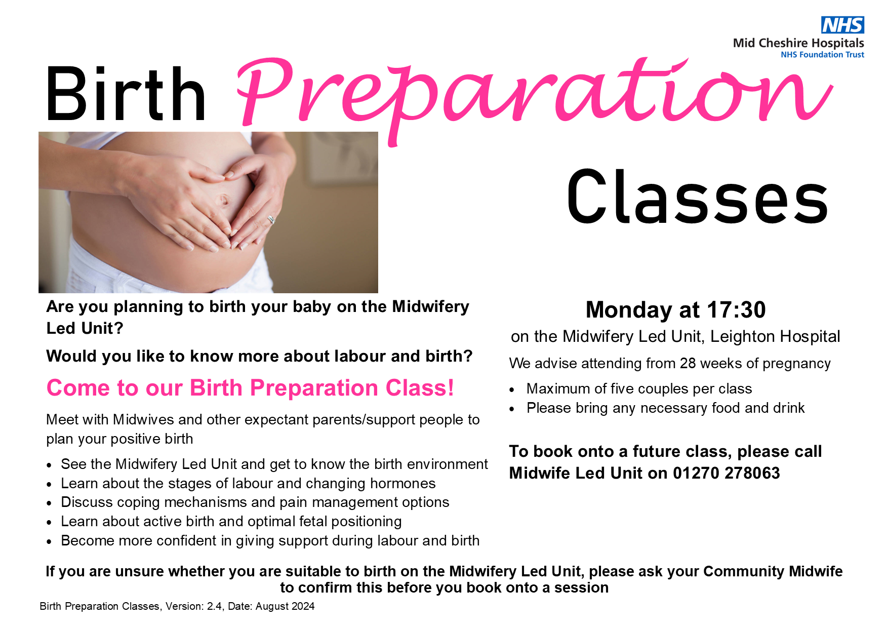 Birth Preparation Classes Poster